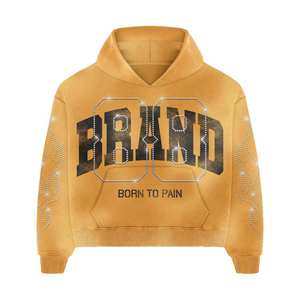 Ensemble de jogging vintage personnalisé respirant en maille, impression DTG, délavage acide, 100 % coton, survêtement streetwear à capuche coupe droite - Product Image 4