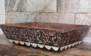 custom size copper sink hand hammered copper <b>basin</b> oxidized copper sink natural finish copper <b>basin</b> dark copper sink light - Product Image 4