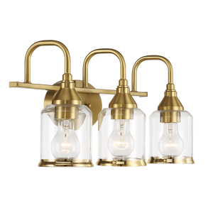 Lampada da Bagno Contemporanea Twilight a Tre Luci in Oro Spazzolato 22'L x 10'H x 7.48'P con Vetro Trasparente - Product Image 4