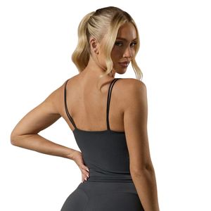 Women's Charcoal Grey Longline Tank Top Soft Stretch Workout Fitness Activewear <b>Camisole</b> Fashion Apparel Wear - Product Image 2