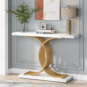 39 Black Modern <b>Console</b> <b>Table</b> Metal Legs Narrow Rectangle Wood Top Easy Assembly Home Furniture Foyer Bedroom Living Room Hotel - Product Image 5