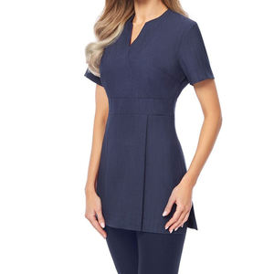 Uniforme Médico Azul Oscuro para Mujer, Camisa de Manga Corta con Cuello en V y Pantalones a Juego, Ropa de Trabajo Hospitalaria Transpirable y Duradera - Product Image 3