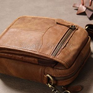 Sac banane en cuir de vachette véritable pour homme, pochette pour téléphone, plusieurs poches, idéal pour la randonnée, la course à pied et le cyclisme - Product Image 6