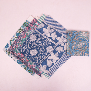 Set of 5 -Handmade Block Print Cotton Bandana Organic Lightweight Neck Or Hair <b>Wrap</b>, , Paisley Scarf, Boho Sustainable Accessory - Product Image 4