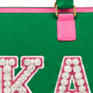 Green Pink <b>Women</b> Shoulder Handbag Greek Letter Inspired Fashion Tote Bag <b>Large</b> Capacity Shopper <b>Purse</b> for Travel and Work - Product Image 5