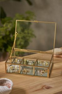 Customized Partition Decorative Metal & Glass Storage <b>Boxes</b> With Metal Frame For Jewelry Organizers And Glass Jewelry <b>Boxes</b> - Product Image 3