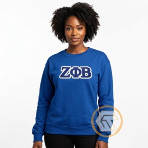 เสื้อพูลโอเวอร์ผ้าฟลีซคอวีสำหรับผู้หญิง Zeta Phi Beta แบบเรียบสีพื้น ปักลายตามสั่ง ขายส่ง ป้องกันรอยยับ แห้งเร็ว สำหรับฤดูหนาว - Product Image 4