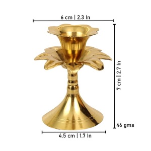 Golden <b>Brass</b> <b>Candlestick</b> Holder Set of 2 with Floral Design for Home Decoration - Product Image 4