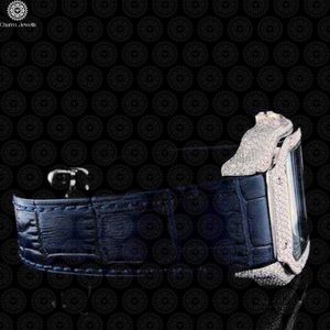 Reloj de Diamantes de Lujo para Hombre Charm Jewells, Caja Rectangular de Acero Inoxidable, Correa de Cuero, 42 mm, Movimiento Mecánico Analógico ETA - Product Image 3