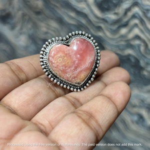 Bagues tendance en forme de cœur en argent sterling 925 avec rhodochrosite, style religieux, bijoux à la mode pour femmes, prix d'usine - Product Image 1