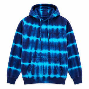 Sweat-shirt à capuche unisexe tie-dye coupe classique bleu décontracté avec poche en coton tricoté French Terry pour homme, sweats à capuche tie-dye OEM 2026 - Product Image 1