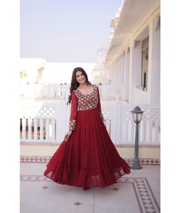 Indian Stunning Elegant Faux Georgette with Sequence and Zari Embroidery Work Gown for Party Wear and Wedding Occasion for Women - Product Image 1