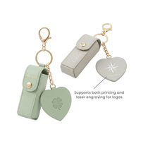 Porte-rouge à lèvres personnalisé en cuir PU avec miroir en forme de cœur, mini étui de rangement pour maquillage, breloques pour sacs, cadeaux promotionnels pour marques de beauté