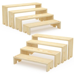 Aqdus Saleem MWS-T3RC Hand-Carved for <b>Wood</b> Rectangle Tiered Cake Stand <b>Rustic</b> Display Riser Wholesale - Product Image 3