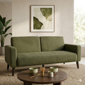 Sofá Seccional en Forma de L Tapizado en Corduroy Tradicional, con Relleno de Espuma, para Espacios Pequeños, Sala de Estar, Oficina, Apartamento - Product Image 2