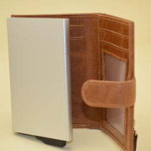 Factory Custom Crazy Horse Leather Pop up <b>RFID</b> Blocking Card Holder With Zipper Coin Purse <b>Wallet</b> <b>for</b> <b>Men</b> - Product Image 1