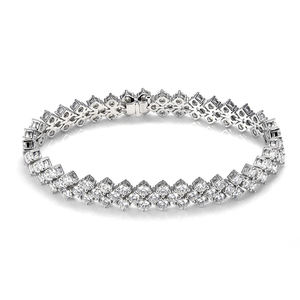 Floral Cluster Round Brilliant Cut Lab Grown Diamond Tennis <b>Bracelet</b> 925 Sterling Silver 10K 14K 18K Gold Womens Fine Jewelry - Product Image 3