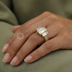 New Design Emerald Cut Fine <b>Diamond</b> Jewelry Lab Created <b>Diamond</b> <b>Ring</b> in Yellow Gold for Women's from India Supplier - Product Image 6