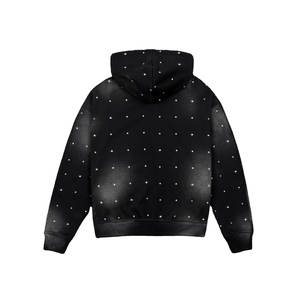 Sudadera con Capucha de Diseño Personalizado para Hombre, con Efecto Desgastado por el Sol, Manga Larga, Oversize, con Pedrería y Lavado Ácido - Product Image 3
