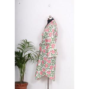 Camisón Kimono Bohemio de Algodón para Mujer, Estilo Indio, Largo Medio, con Cinturón y Botones Decorativos, Ajuste Holgado y Dulce - Product Image 5