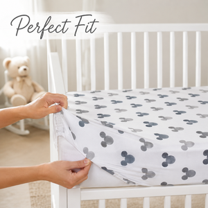 100% Cotton Knitted Baby Crib Sheet | Muslin Fitted Sheet Animal <b>Print</b> Soft Breathable <b>Nursery</b> Bedding Premium Quality Cozy - Product Image 3