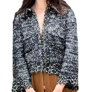 Women's Knitted <b>Cardigan</b> With Lace Trim V Neck Long Sleeve Solid Color Button Front Elegant Autumn Top - Product Image 1
