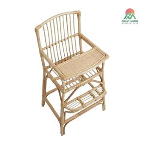 Silla Alta para Bebé Nhat Minh de Ratán, Respaldo de Listones, Silla de Comedor para Niños Pequeños, Diseño Rústico, Forma Rectangular Resistente - Product Image 3