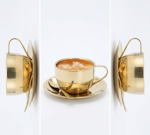 Luxury Gold Metal <b>Espresso</b> Tea <b>Cup</b> Set with Matching Saucer Plate and Spoon Royal Cappuccino Latte Americano <b>Coffee</b> Serving <b>Cup</b> - Product Image 5