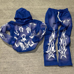 Conjunto de Sudadera con Capucha Oversize de Algodón con Lavado Ácido y Pedrería, y Pantalones de Chándal Anchos Holgados - Product Image 3