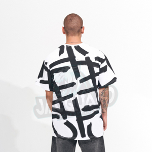 เสื้อยืดโอเวอร์ไซส์ผ้าคอตตอนพรีเมียมเนื้อหนา พิมพ์โลโก้ได้ตามต้องการ เสื้อยืดสตรีทแวร์แบบเรียบ - Product Image 5