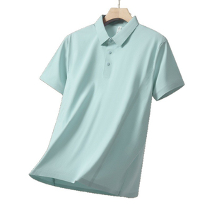 Camisa de Manga Corta para Hombre, Color Sólido, Tejido de Punto, Estilo Casual, Corte Regular, Diseño con Botones, Logotipo Frontal, Secado Rápido - Product Image 1