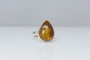 Anillo de plata con ámbar báltico, anillo de plata de ley 925, regalo de aniversario, boda, cumpleaños para ella - Product Image 2