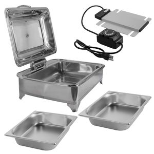 Scaldavivande Elettrico 400W 110V con Coperchio in Vetro 9L/9.5QT per Buffet e Catering, Controllo Temperatura Manuale/Automatico - Product Image 5