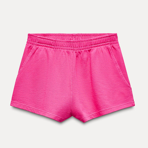 Ensemble 2 pièces pour femme : Sweat-shirt oversize à col rond et short en coton rose uni, coupe décontractée, idéal printemps-été, collection 2026 - Product Image 4