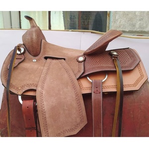 Selle de cheval western en cuir pleine fleur brun, siège rigide, sangles latigo, 10 à 18 pouces, LLT - Product Image 2