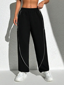 Women's High-Waist Loose Casual Striped Sports Yoga Pants Slimming Fitness <b>Cuffed</b> Leisure <b>Trousers</b> - Product Image 5