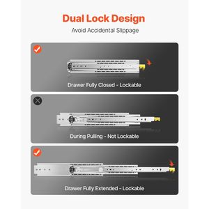 Guide per cassetti a estrazione totale, 1 paio, capacità di carico 500 libbre, con blocco, gamma 18-60 pollici per varie misure - Product Image 3