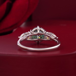 2.00 CT Fancy Green Lab Grown Diamond <b>Ring</b> with VS1 Clarity Set in 14K Yellow <b>Gold</b> <b>Cocktail</b> Statement Jewelry - Product Image 4