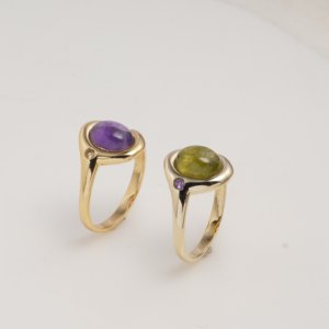 Natural <b>Peridot</b> Oval <b>Ring</b> Gold Tone Vintage Style <b>Ring</b> Hand Engraved Band Elegant Minimal Designer <b>Ring</b> for Women Gift - Product Image 3