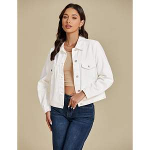 2025 femmes à la mode décontracté en détresse Denim veste boutonné coupe décontractée Western camionneur poche ample lavé Jean veste - Product Image 4