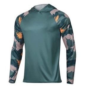 Chemise de pêche à manches longues pour homme, à capuche, motif imprimé bleu dégradé, UPF 50, anti-UV, séchage rapide, vêtements de sport d'extérieur - Product Image 2