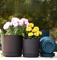 Pot de fleurs rond en plastique GT20 résistant aux UV avec plateau assorti pour roses chinoises, succulentes et balcon
