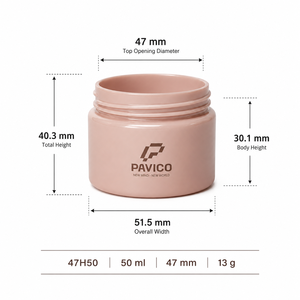 Pot cosmétique rond en PET de 50 ml, rose poudré, à large ouverture, avec couvercle à vis, pour crème de soin de la peau, emballage Pavico - Product Image 2