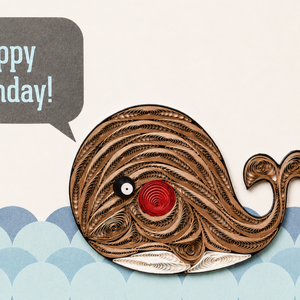 OEM/ODM <b>Handmade</b> 3D Quilled <b>Paper</b> Birthday Whale Theme Card From Vietnam Manufacturer Customizable Sizes - Product Image 3