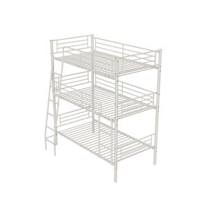 Cama Triple Metálica Blanca de Tamaño Doble para Dormitorio o Residencia Universitaria, Desmontable en Tres Camas Individuales para Niños - Product Image 2