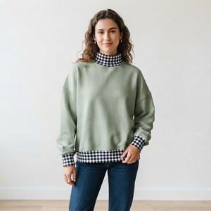 <b>Women</b>’s Loose Fit Mockneck <b>Top</b> Drop Shoulder Fit Long Sleeve Casual Custom Logo Clothing OEM Service - Product Image 1