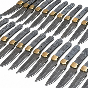 Cuchillo Burraq DIY OEM personalizado hecho a mano de acero de Damasco, hoja recta no ajustable, mango de acero, punta caída, 9 pulgadas - Product Image 5