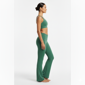 Women's High Elastic Waist <b>Flared</b> Leg Yoga <b>Leggings</b> Spandex/Nylon Quick Dry Breathable Customizable Sizes Solid Pattern - Product Image 4