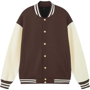 2026 New Custom Canvas <b>Sherpa</b> Wool <b>Fleece</b> Patchwork High Street Varsity Jacket Stand Collar Front Logo Winter Varsity Jackets - Product Image 1