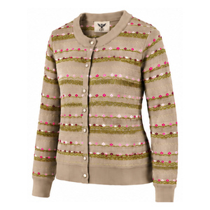 Cárdigan Casual de Mujer con Cuello Redondo, Tejido de Punto, Manga Larga, Botones Delanteros, Color Beige, Algodón Suave, Venta al Por Mayor - Product Image 4